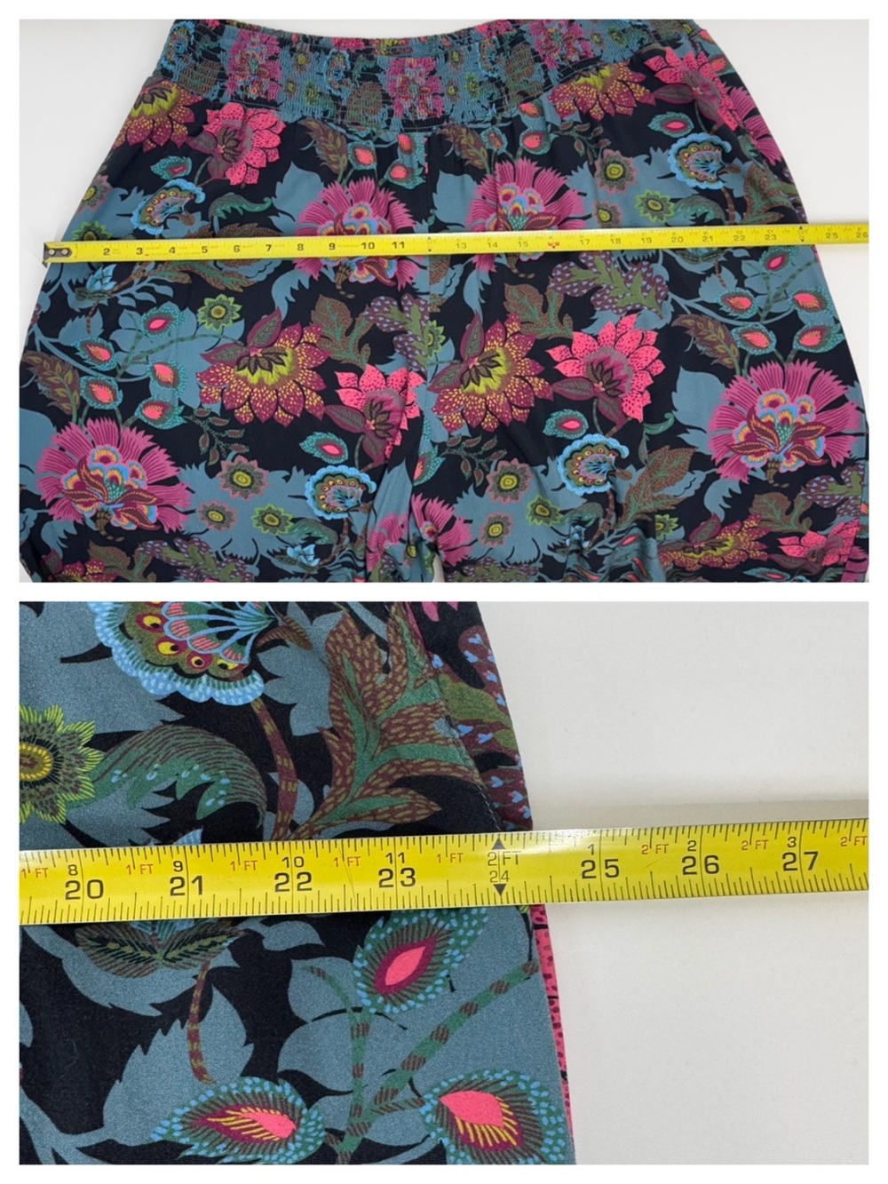 Sundance Dark Floral Wide Leg Pull On Palazzo Pants With Pockets Size XL - Picture 13 of 16